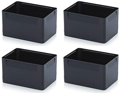 Einsatzkästen 4er Set 15cm Höhe für Auer Eurobehälter 60x40 * Einsatz Kästen Einsätze schwarz