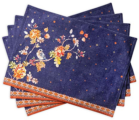 Maison d' Hermine Placemats Set of 4 Reusable 100% Cotton (33 CM x 48 CM) | Cloth Place Mats Washable Table Mats for Kitchen Dining Party Wedding Hotel Home Thanksgiving Christmas - Kelim - Infinity