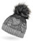 Neverless® Damen Strick-Mütze gefüttert Fleece-Innenfutter Fell-Bommel Kunstfell Winter-Mütze Bommelmütze Zopfmuster Mehrfarbig hellgrau-dunkelgrau