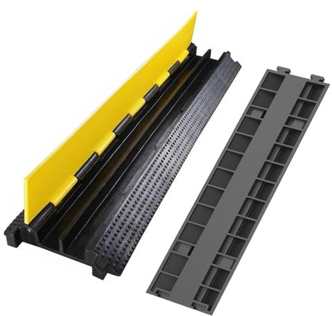Kabelbrucken 2 Kanal 100 x 25 x 5 cm kabelbrücke überfahrschutz für Kabel 3T/6614lbs Kabel Gehweg Kabelkanal Kabelbinder Schutz für Kabel Draußen Kabel Protector