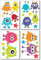Samunshi® Wandtattoo Süße Monster Set Wandbilder Kinderzimmer Deko Junge Wandtattoo Kinderzimmer Mädchen Wandsticker Kinderzimmer