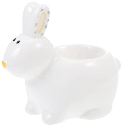 1pièce Support À Œufs Céramique Forme De Lapin Mignon Décoration Originale pour Œufs Durs pour Déjeuner Occasions Spéciales Couleur Blanche Élégante