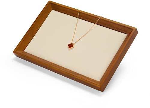 Oirlv Massivholz flaches Schmucktablett Schmuck Schublade Organizer Showcase Display Tray 4 Style (23.5 * 15.5 * 2.5cm, Cremeweiß)