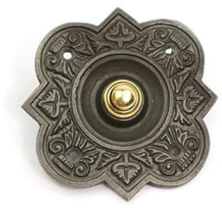ACL Iron Doorbell – Push Button – Quatrefoil Design – Hardware – Electric-Bell – Antique Look – Two Wired – Easy Installation (Quatrefoil Design 100 x 100 mm)