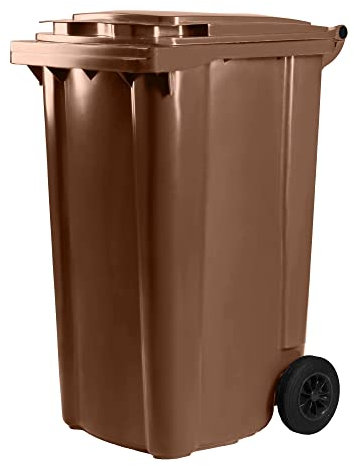 Bauer Mülltonne mit 2 Rädern und Deckel, Müllgroßbehälter, Abfalltonne, Mülleimer, Volumen: 240 Liter, Farbe: Braun, Größe: 1092 x 578 x 734 mm