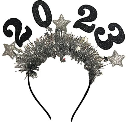 2023 Happy New Year Stirnbänder Tiara Haarreifen Kopfschmuck Kopfschmuck Kopfbedeckung Pailletten Haarband Zubehör für Silvester Kostüm Festival