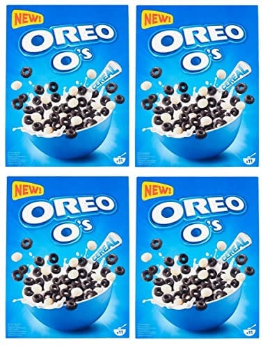 4x Oreo O's Cereal Müsli mit Kakao- und Vanillegeschmack Angereichert mit Vitaminen und Eisen 350g Cereal als Frühstück oder Snack zwischendurch
