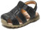 BWGHBH Sandales d'été pour enfants- Chaussures en cuir, bout fermé, fermeture scratch - Noir - Taille 28