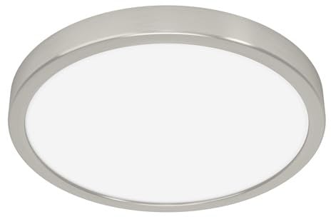 EGLO LED Deckenleuchte Fueva 5, Deckenlampe Ø 28,5 cm, Lampe Decke dimmbar, Aufbauleuchte aus Metall in Silber und Kunststoff in Weiß, 1350 Lumen, warmweiß