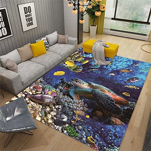 SUNYRDSM Babyzimmer Teppich Teppich Esstisch Blaue Unterwasser Welt Cartoon Dekoration Kinderzimmer Teppich Schall Isolierung Teppich Babyzimmer 200x300cm