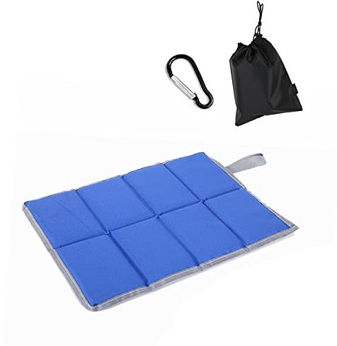 1 Sitzkissen mit 1 Aufbewahrungstasche und 1 Karabiner, wasserdichtes Sitzkissen, Outdoor-Sitzkissen, faltbares Sitzkissen, geeignet für Outdoor-Camping, Picknick im Park, Wandern (Blau)