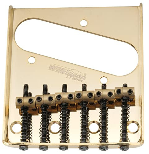 Wilkinson WOT02 54mm Vintage Chevalet Telecaster Bridge 6 Pontets Laiton pour Guitare électrique Tele TL Style, Doré