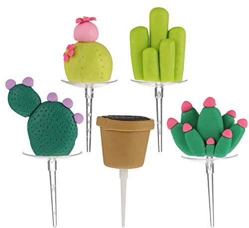 5 pieces cactus cake topper, birthday cake topper, polymer clay, cake topper, cake topper, cake decoration for children's birthday, Hawaiian party muffin decoration