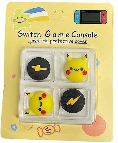 Prysm Gaming Pika and Thunderbolt - Juego de 4 tapas de goma para el pulgar para Switch Joy-Con y Switch Lite original y OLED