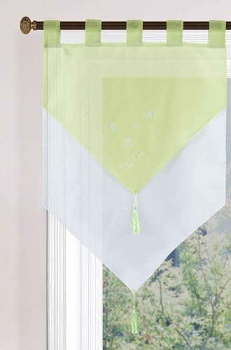 Gardinenbox Scheibengardine HxB 90x60 cm Apfelgrün »GERA« Zweilagig Voile Schlaufen Scheibenhänger Panneaux, 2023710
