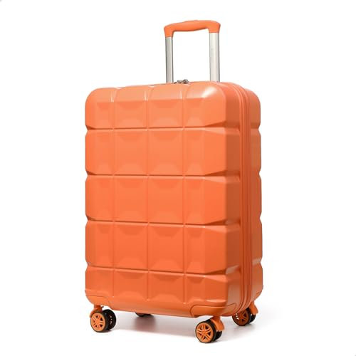 KONO Handgepäck Koffer Trolley Handgepäck 54cm Zwillingsrollen ABS Hartschalenkoffer Reisekoffer mit TSA Schloss 4 Rollen, 54x34x22cm (Koffer Handgepäck, Orange)