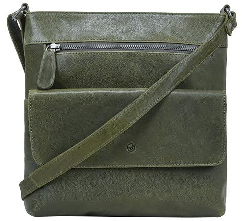 ANTONIO VALERIA Geschenk zum Muttertag Piper Umhängetasche aus Leder, Gewaschenes Grün, Medium