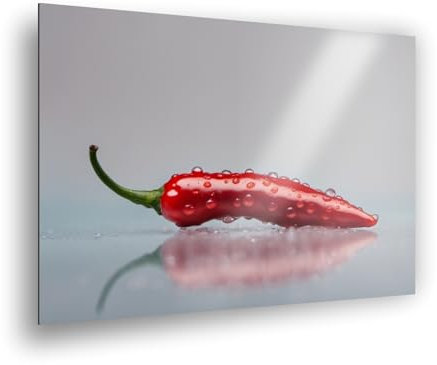 Manschin-Laserdesign Küchen Spritzschutz Chili in Verschiedene Größen | Küchenrückwand | Aluverbund | Fliesenschutz | Paneele | Küchenfliesen | Fliesenspiegel | Rückwand | SP0017(Aluverbund 90x60cm)