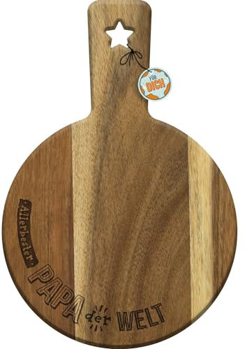 GRUSS & CO Holzbrett mit Motiv Papa | Brotzeitbrett aus Holz, 30 cm x 20 cm, eingebranntes Motiv | Geschenk Vatertag, Männergeschenk, Geschenk Papa | 48803