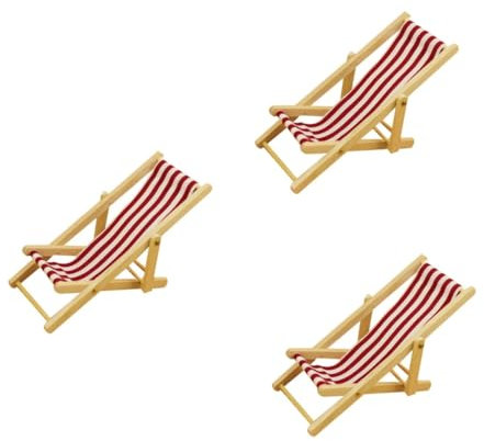 UPKOCH 3St Stuhl für Minihaus Spielzeug für Kinder kinderspielzeug Mini-Stühle Chaiselongue-Auflagen Modelle Strandstuhl Strandkorb für Minihaus Mini-Strandkorb hölzern Klappstuhl Bambus