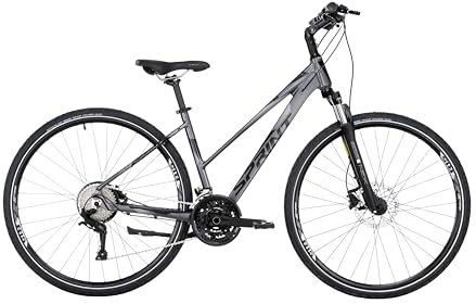 SPRINT SINTERO Plus 28 Zoll Trekking Damen-Fahrrad, ALU Rahmen, 27 Gang (Grau, 430 mm)