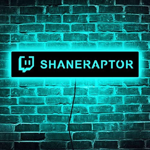 Benutzerdefiniertes Twitch-Benutzernamen-Neon-LED-Wandschild, personalisiertes Gamer-Tag-LED-Metallschild, Geschenk für Gamer, Spielzimmer-Wanddekoration