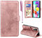 EASDNB Lederhülle für Samsung Galaxy A51, Flip Wallet PU Leder Case [Kartenfach] [Magnet] [Standfunktion] Prägung Klapphülle Schutzhülle für Samsung A51, Rosa
