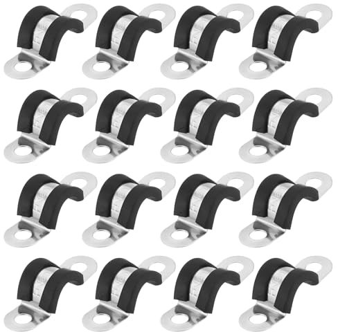 QUARKZMAN 16Pcs 10mm/0.39 Pouce Colliers de Câble, Collier de Sangle en U en Acier Inoxydable 304 avec Coussin en Caoutchouc pour Tuyau, Fixation de Câblage