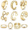 Diamday 10 Stück Gold Chunky Ringe für Frauen 14 Karat Gold Edelstahl Verstellbare Stapelbare Ringe Sets Dome Dick Geflochten Verdreht Trendy Knuckle Daumen Finger Ringe