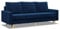 Mebligo - Sofa mit Schlaffunktion und Bettkasten Blank, 3 Sitzer Sofa 212 cm Breit, Schlafsofa mit Bonellfederkern im Sitz, Ausziehbares Couch auf Holzfüßen, Sofa Wohnzimmer - Sofa Blau
