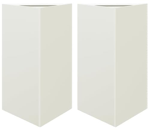 vidaXL Pflanzkübel 2 STK., Blumenkübel mit Boden, Pflanzkasten Pflanztopf für Garten Balkon Terrasse, Blumentopf Pflanzgefäß Blumenkasten, Weiß Dreieckig Stahl
