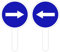 RAQUETTE FLÈCHE GAUCHE/FLÈCHE DROITE. PALETTE DE SIGNALISATION FLÈCHE GAUCHE/FLÈCHE DROITE. RAQUETTE CIRCULATION DU PUBLIC. PANNEAU SIGNALISATION AIDE AU TRAFIC. PANNEAU K10