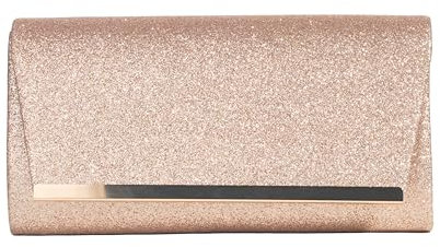 Michelle Moon Handtasche Damen Klein Elegant mit Glitzer | Abendtasche Gold | Clutch Gold für Hochzeit, Party und besondere Anlässe | Handtasche Gold Damen mit abnehmbarer Schulterkette