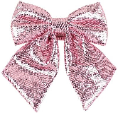 Weihnachtsschleifen,1 Stück 25 x 25 cm Deko Schleifen Weihnachten,Groß Bögen mit Pailletten,Weihnachtsbaum Schleifen Glitzer Weihnachtsbaumschmuck,Zierschleifen für Weihnachtskranz Hochzeit,Rosa