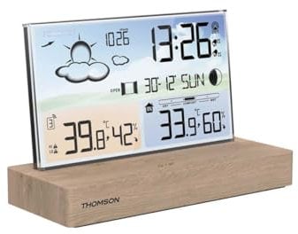 Thomson Réveil station météo base en bois