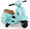 GYMAX Kids Electric Motorbike, 6V Battery Powered Licensed Vespa Motorcycle with Training Wheels, Headlight and Horn Sound, Children Ride on Motor Bike for 18-36 Months Old Boys Girls (Green)