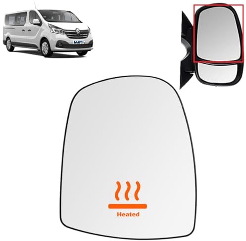 BIAREN Wing Mirror Upper Glass Right Heated For Renault Trafic Vauxhall Opel Vivaro Nissan Primastar (2001-2014) 7701052624 4410618 9636500QAK - Wing Mirror Glass + Back Plate