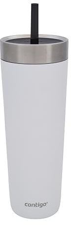 Contigo No-Spill Tumbler with Straw 720 ml | 100% Leak-Proof & Spill-Proof | Stainless Steel Vacuum Insulated Water Bottle with Lid | Cold for 14 Hours | Travel Mug | Thermal Flask | BPA Free