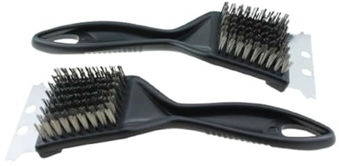 BLLNDX Grillbürste mit Schaber, Edelstahldraht, Scheuerbürste, Netzbürste, Grillbürste für Ofen, Grillwerkzeuge zur Rost- und Fleckenentfernung, Moosentferner, 2 Stück