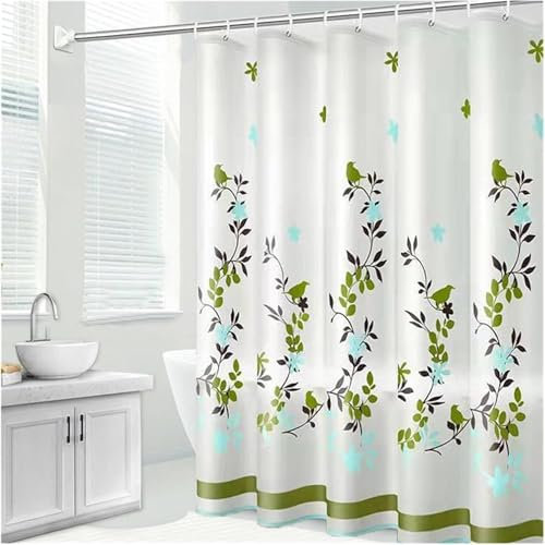 IGINOA Duschvorhang 180x200 Grün Antischimmel Badevorhang Shower Curtains Blumen Wasserdicht mit ösen Motiv Duschrollo Weiß Schimmelresistent Badewanne Vorhang Pflanzen Duschvorhänge Muster