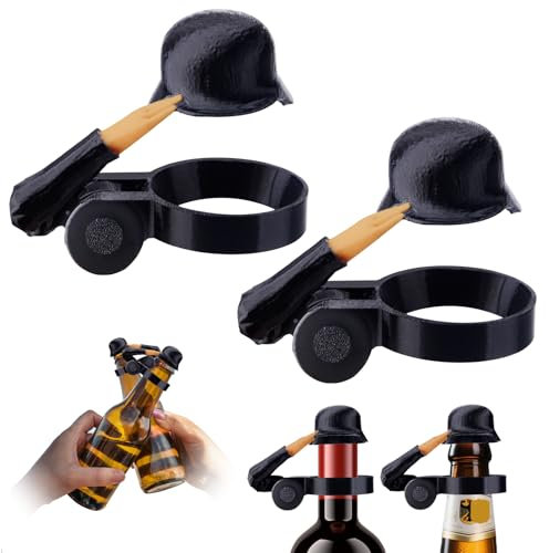 2 Stück Bierflaschen Helm, Lustiger Soldier Salute Bierflaschenhelm, Flaschenverschlüsse Bierflaschen Wiederverwendbar, Staubdicht, Dekorative Bierflaschenverschlüsse für Veteranen, Aktive Soldaten