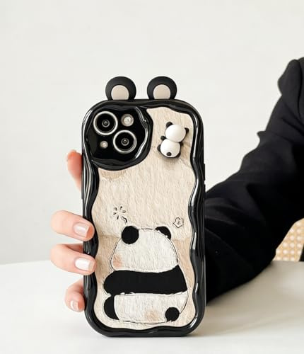 QIODAYI Kompatibel mit iPhone 13 | Süße 3D Panda Muster Weiche Handyhülle Stoßfest Langlebig Leicht Kratzfest Modisch