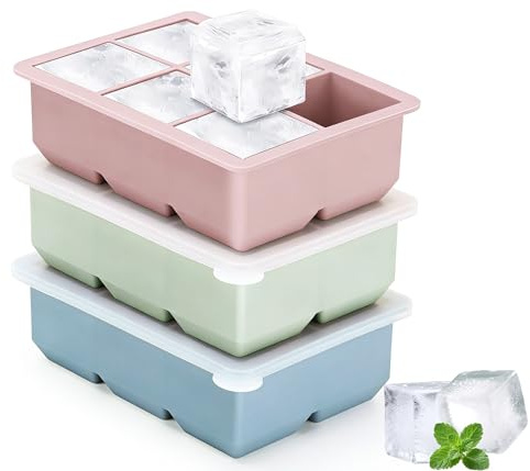 Eiswürfelform Eiswürfelbehälter Silikon Mit Deckel 3 Stück Ice Cube Tray | Eiswürfel Wiederverwendbar Ice Cube Tray Maker Cubes Groß Eiswürfelformen Eiswürfelbox Eiswürfelschalen Behälter Box