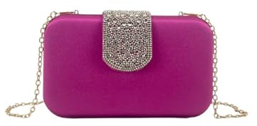 MODELISA - Bolso Clutch De Mano Fiesta Elegante Brillo Cadena De Hombro Boda Evento Ceremonia Para Mujer (Buganvilla)