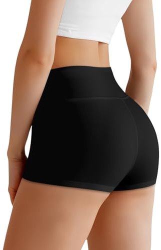 AOOSA Shorty Taille Haute pour Femme, Anti-Transparent Hot Pant de Sport, Anti-Frottement Push Up Mini Leggings Confortable Respirant Yoga Fitness Course à Pied Cyclisme Entraînement