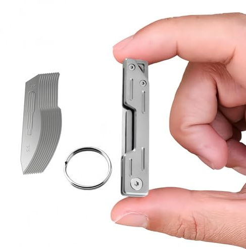 Utility Folding Scalpel, Unpacking Box Opener Cutter, EDC Craft DIY Cutting Hand Pocket Multi Tool, 10 pcs 24# Replaceable Blades for Professional Wallpaper Precision Cutting, Gift for Men(Silvery)