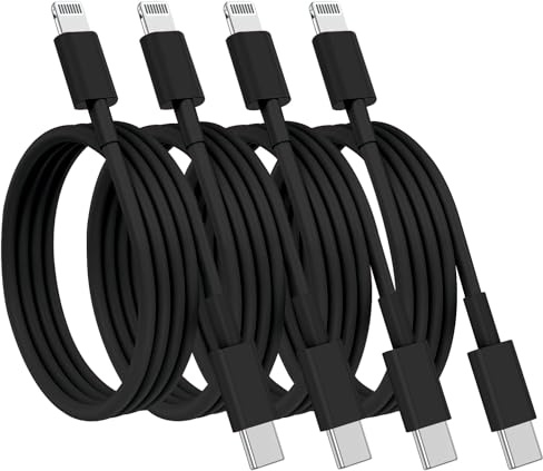 Paquete de 4 cables USB C a Lightning de 2 m + 3 m, certificado Apple MFi, cable de carga rápida para iPhone, cable de carga USB-C para iPhone 14/13/12/14 Pro Max/12 Mini/11/11PRO/XS/Max/XR/X/8Plus