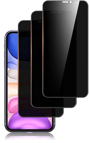 Yisica 3 Pack for iPhone 11 Privacy Screen Protector & iPhone XR Screen Protector (6.1-Inch), Tempered Glass Film, [Impact-Protection][Anti-Scratch] Black