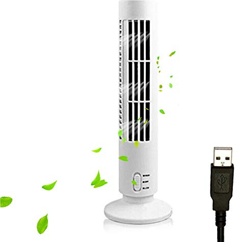 Ventilateur tour portable silencieux sans pales 2 vitesses électrique alimenté par USB pour intérieur chambre à coucher, bureau à domicile