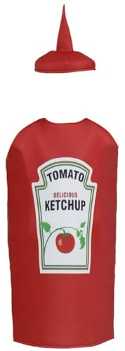 Ymxygz Déguisement De Bouteille De Ketchup pour Enfants, Combinaison-Pantalon Amusante avec Chapeau, Déguisement De Bouteille De Ketchup pour Halloween Ou Une Fête Costumée.